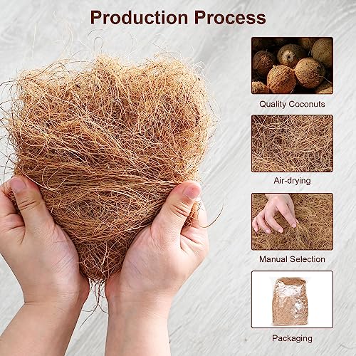 Sukh 2PCS Coconut Fiber for Bird Nest - Canary Nesting Material Coconut Bird Nest Finch Coconut Fiber Loose Bedding Substrate for Laying Eggs,Resting