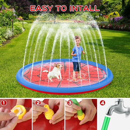 Non Slip Splash Pad for Kids and Dogs, 67'' Extra Large Splash Pad Outdoor Sprinkler for Kids, Dog Water Summer Toys Outdoor Toys for Toddlers 3-5
