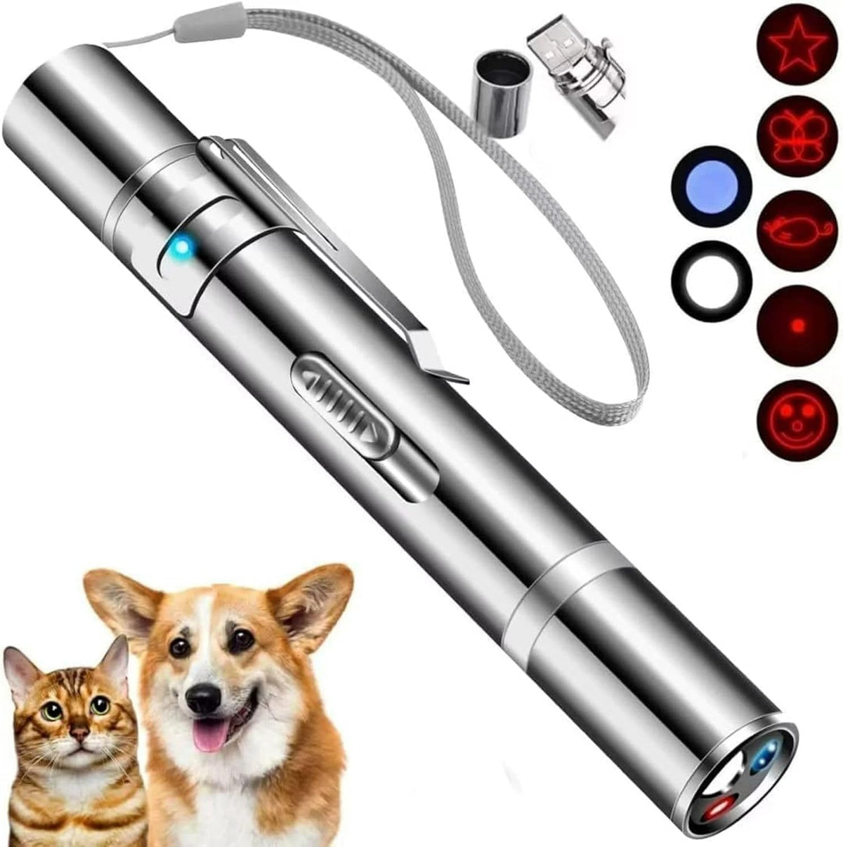 Laser Pointer, Bird Toys for Indoor Birds, Bird Laser Toy, Red Dot LED Light Pointer Interactive Toys for Indoor Birds, USB Charging, 5 Switchable
