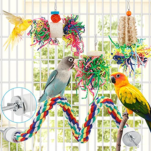 Foraging Toys Parakeet Chewing Hanging Toy Shredded Paper Bird Cage Accessories for Conure Cockatiel Budgies Lovebird Parrotlet