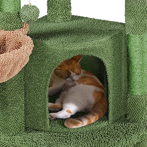 Yaheetech Cactus Cat Tree, 42in Cat Tower for Indoor Cats, Multi Level Kitten Condo Scratching Post, Cat Activity Center Pet Furniture w/Ball, Plush