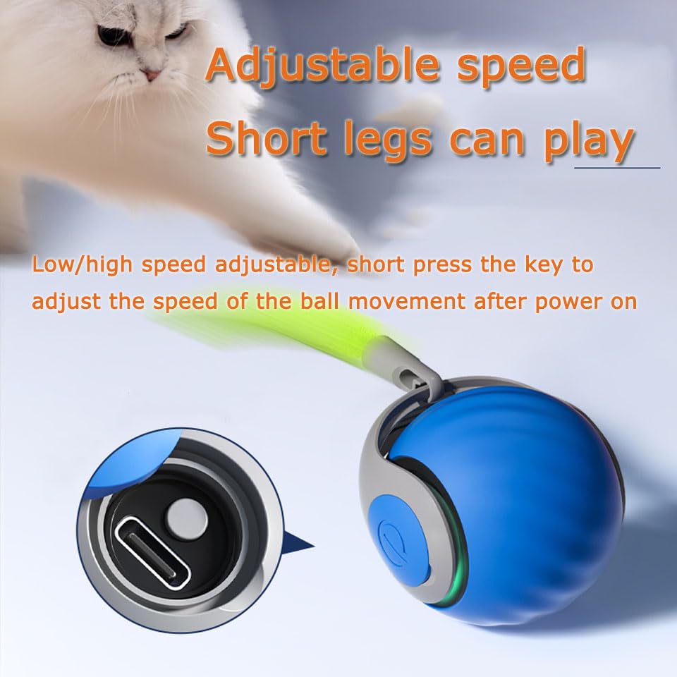 2Packs Speedy 2.0 Tail Cat Toys for Bored Indoor Adult Cats,2025 New Generation Interactive Cat Toys for Indoor Cats,Automatic Moving Ball with