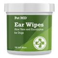 Pet MD Dog Ear Cleaning Wipes – Otic Cleanser for Dogs, Soothing Ear Care with Aloe Vera & Eucalyptus, Regular Wipes, 100 Count