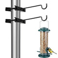 2 Pack Bird Feeder Hanger Hook, Metal Clamp-On Deck Hook for Railing Pole, Outdoor Hanging Bracket for Plant, Camping Lantern Rack, Windproof Tree