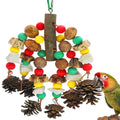 MQUPIN Parrot Toys, Nuts Nutrient-Rich Bird Toys,Natural Wooden Parrot Cage Bite Toy,Chewing Toy Containing Cuttlefish Bones,Pine Cones,Wooden