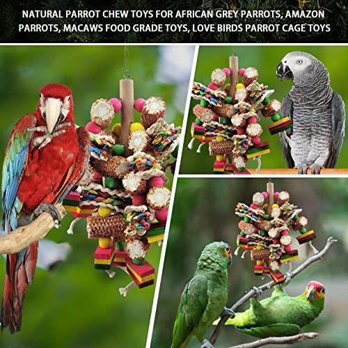 Bird Toys, Parrot Toys, Bird Toys Made of Natural Multi-Colored Wooden Blocks for African Grey Parrots,  Parrots, Small and Medium-Sized Birds to