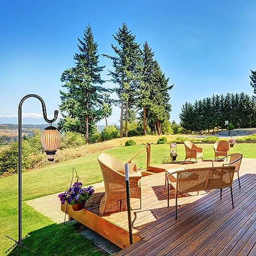 Shepherd Hooks for Outdoor, 1 Pack 62 Inch Bird Feeder Pole with 5 Prongs Base for Hanging Lantern, Hummingbird Feeder, Lightweight Plant, Shepherds