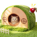 Cat House for Indoor Cats - Tree Hole Cat Bed Cave Hideaway | Enclosed Calming Shelter for Small Medium Pets, Removable & Washable Cushioned Pillow