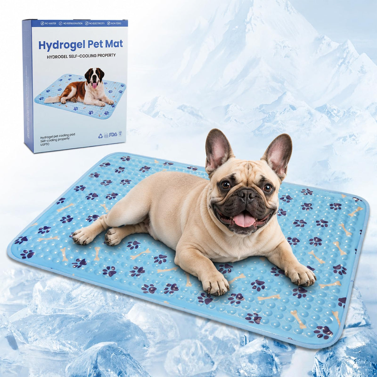 Dogs Cooling Mat,Self Cooling Dog Bed, Patented Non-Toxic Gel Cooling Pad for Pets, Durable Waterproof Dog Cooling Mat for Small, Medium, Large Dogs