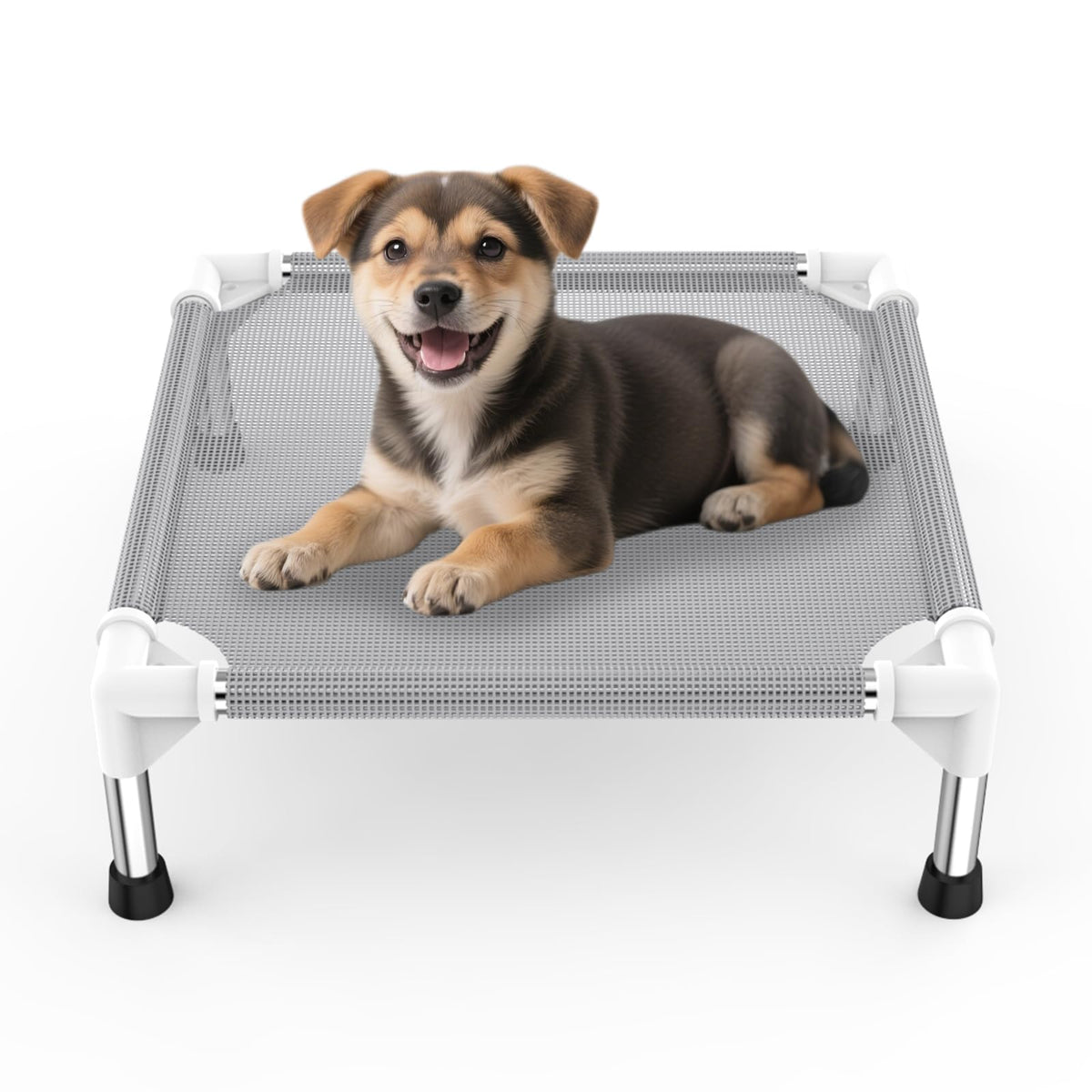 Elevated Dog Bed with Teslin Cooling Fabric - Lightweight Dog Cot for Small Dogs, Waterproof & Washable Breathable Mesh, Raised Pet Bed for Indoor