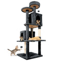 58.5inch Large Cat Tree Tower Condo for Indoor Cats, Soft Plush Multi-Level Climbing Tree Cat House with 1 360° Rotating Cat Cave, Scratching Post