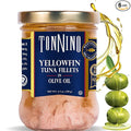 Tonnino Yellowfin Tuna Fish Premium - Olive Oil – Pack of 6 – Alternative to Salmon – Protein Snacks – Ready to Eat Meals in Glass Jar