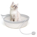 Cotton Rope Woven Cat Bed Basket, Hand Woven with Toy Tail, Small Dogs & Puppies Sleeping Bed, Indoor Cat & Rabbit Basket (Large, Gray & White)