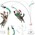 Interactive Cat Toys for Indoor Cats: Upgraded 360° Automatic Spin Flying Bird Feather Wand with Silicone Protected Rod Safe Play, Strong 8cm Suction