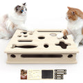 Cat Scratch Puzzle Enrichment Box, Large Solid Wood Construction Cat Nail File Enrichment Box with Sandpaper Inside, Cat Nail File Box Stress Free
