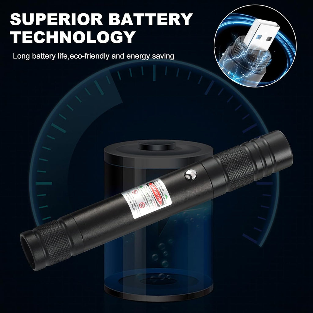 Long Range Green Laser Pointer, Laser Pointer High Power, Green Lazer Pointer Rechargeable for Hiking, Cat Laser Toy USB Charge