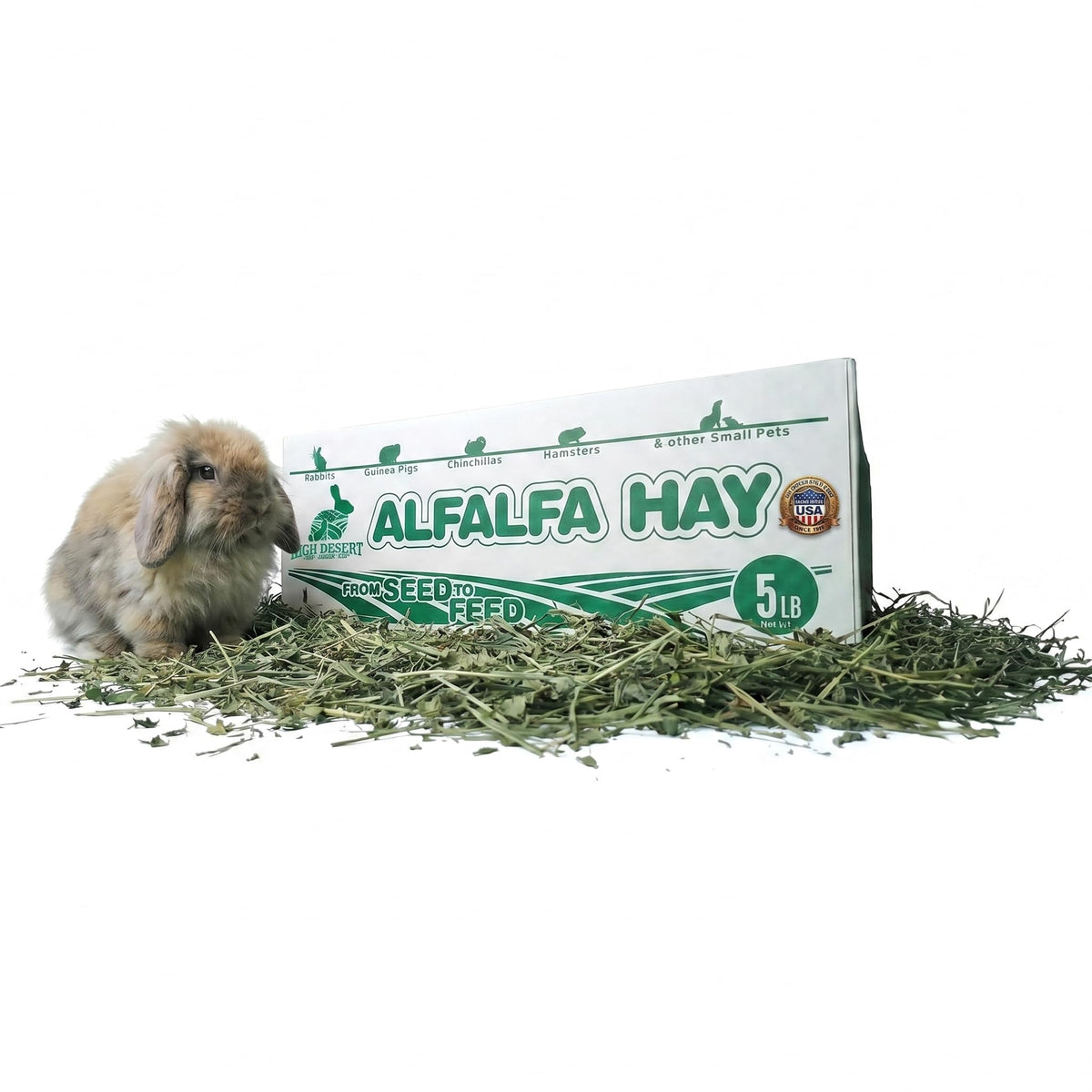 High Desert Alfalfa Hay, Protein Rich Soft Leaf Food for Young Growing Animals, Natural Rabbit Food and Guinea Pig Hay, Supports Digestive Health