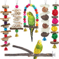 Bird Perch Bird Toys Parakeet Toys,Bird Cage Accessories Wooden Chew Toys Perch Stand for Parrot Conure Cockatiel Lovebird Parrotlet Budgie Finches
