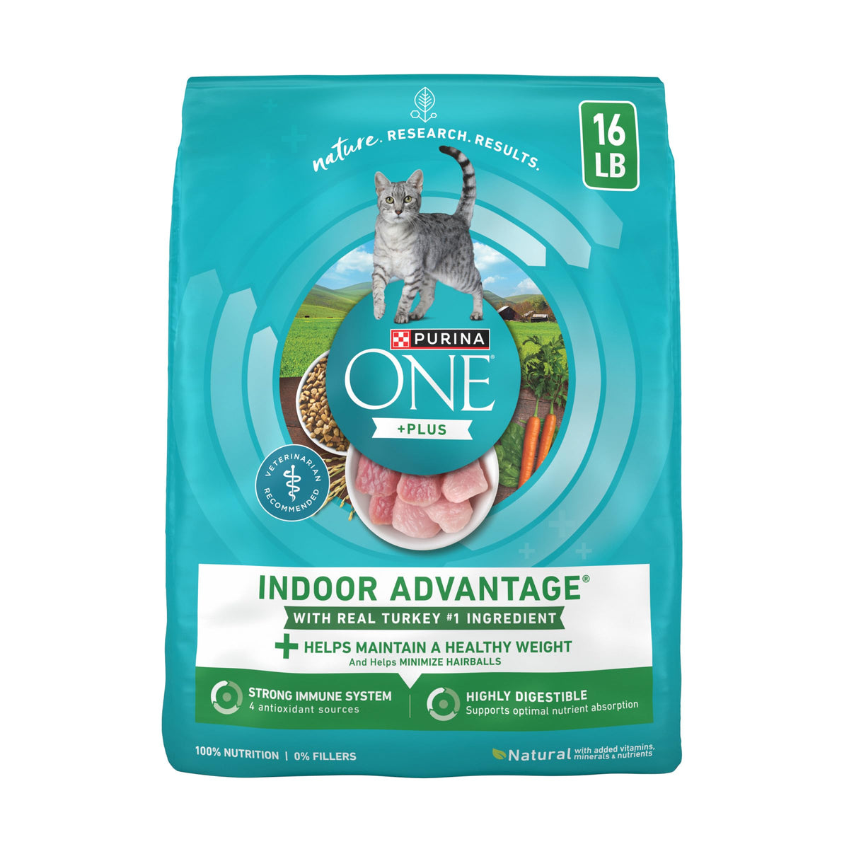 Purina ONE Natural, Low Fat, Weight Control, Indoor Dry Cat Food, +Plus Indoor Advantage - 16 lb. Bag