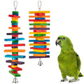 MEWTOGO 2Pcs Bird Toys - Parrot Toys with Multicolored Natural Wooden Blocks, Bird Chewing Sticks Toys for Conures Parakeets Cockatiels Lovebirds