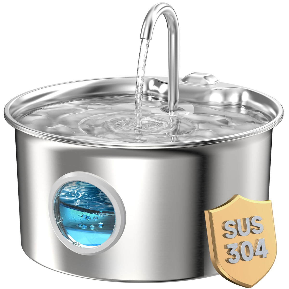 Cat Water Fountain Stainless Steel: Cat Fountain for Drinking - 88oz/2.6L Pet Water Fountain for Cats Indoor - Quiet Cats Water Bowl Dispenser - Pets
