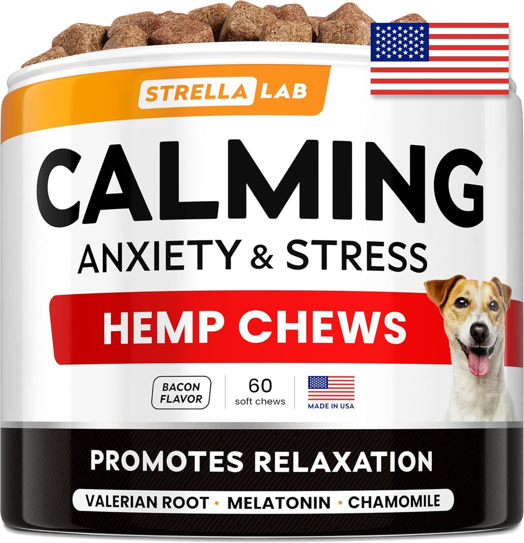Advanced Calming Chews for Dogs - Hemp Chews and Melatonin - Anxiety Relief - Sleep Aid - Relaxing Treats - Stress Relief During Fireworks, Storms