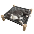Pozico Cat/Dog Bed Hammock Cat Bed, Wooden Dog Elevated Indoor Outdoor Beds, Raised Cat Cots Furniture Pet Bed Puppy Bed Portable Breathable Mesh Cat