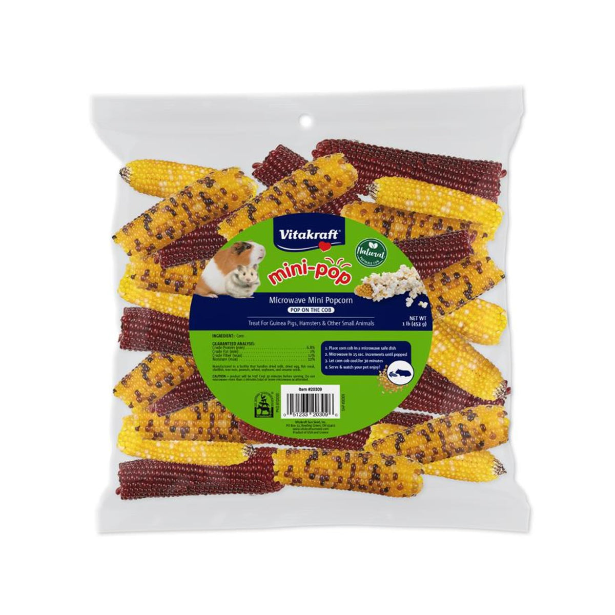 Vitakraft Mini Pops Microwavable Corn Cobs for Small Animals - Corn on The Cob Snack for Hamsters, Rabbits, & Guinea Pigs - Pet Treat & Enrichment