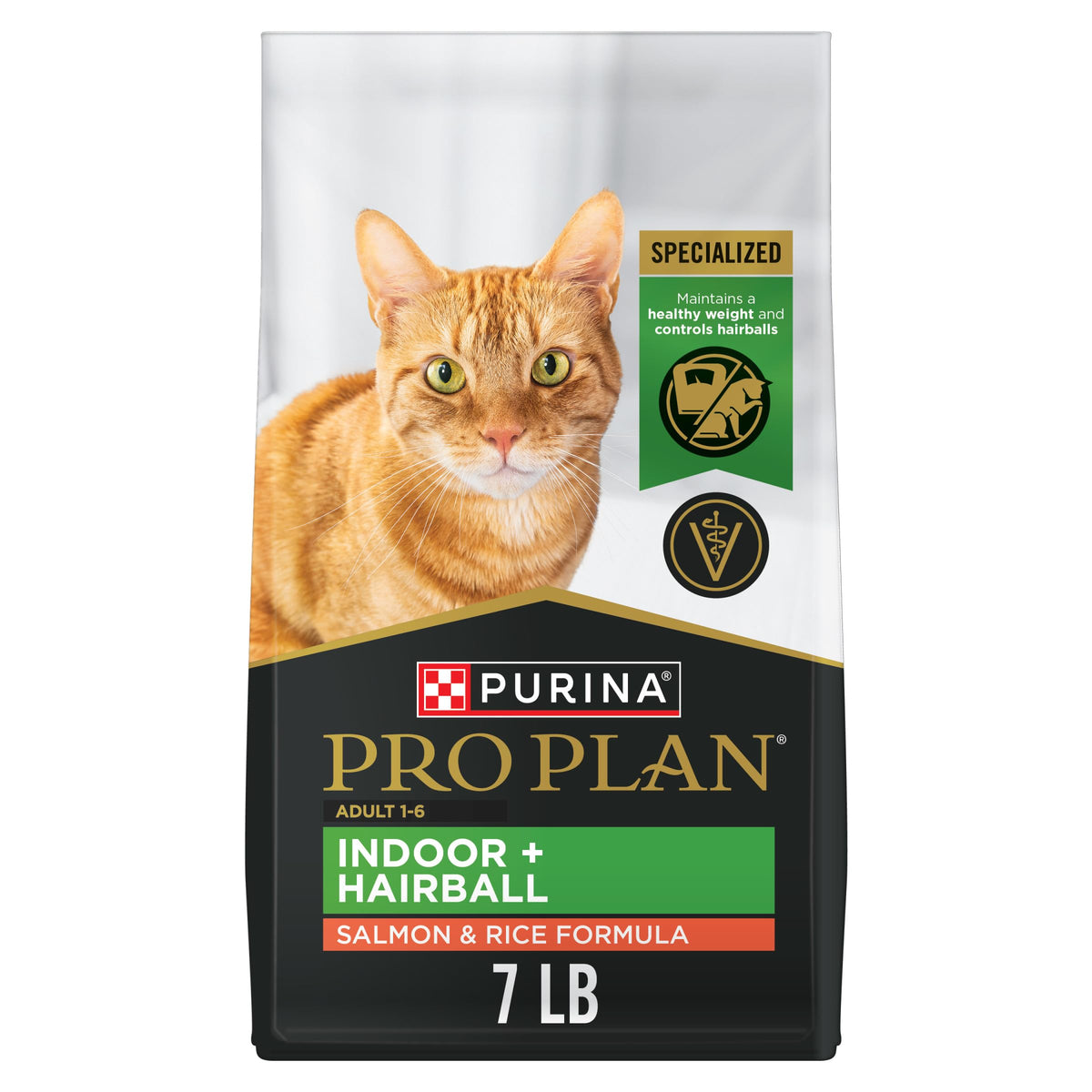 Purina Pro Plan Hairball Management, Indoor Cat Food, Salmon and Rice Formula - 7 lb. Bag