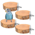 4PCS Natural Wood Round Bird Perch Platform for Cage - Parrot Perch Stand for Conures, Cockatiels, Budgies, Lovebirds, Parrotlets, Small Bird Cage