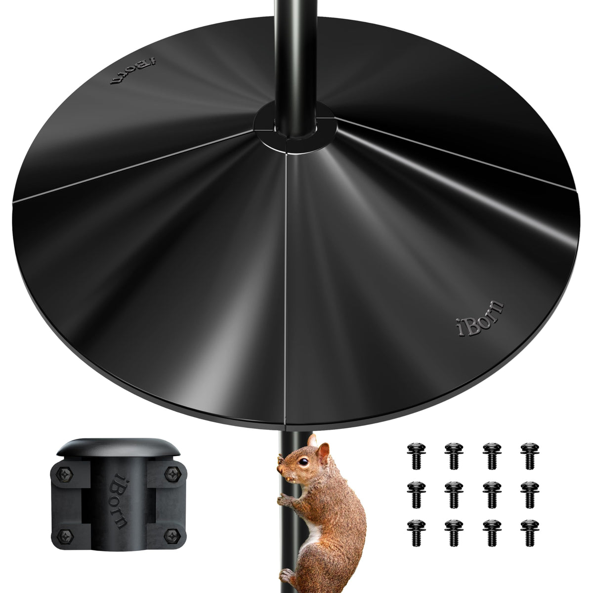 iBorn Squirrel Baffle for Bird Feeder Pole, 19.5” Oversized Squirrel Guard Defender, Bird Feeder for Outdoors Protector, Polycarbonate(PC), Pack of