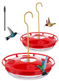 FEED GARDEN Hummingbird Feeders for Outdoors, 2 Pack 16oz Leak-Proof Dish-Style Nectar Feeder Built-in Ant Moat, 5 Feeding Ports, Wide Mouth Easy