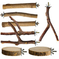 8 Pack Natural Wood Bird Perches, Parrot Perch Stand Bird Cage Accessories for Budgerigar Cockatiels, Conures, Lovebirds