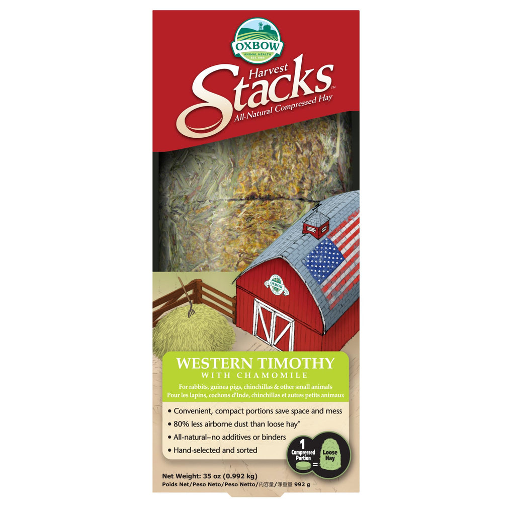 Oxbow Harvest Stacks, Western Timothy Hay with Chamomile, Guinea Pig Hay, Small Pet Bunny Supplies, Western Timothy for Rabbits, Guinea Pigs