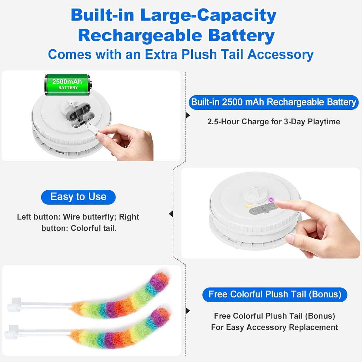 Interactive Cat Toys for Indoor Cats,[Newly Upgraded] Rechargeable Touch Activated Hide and Seek Kitten Toys for Bored Indoor Adult Cats with