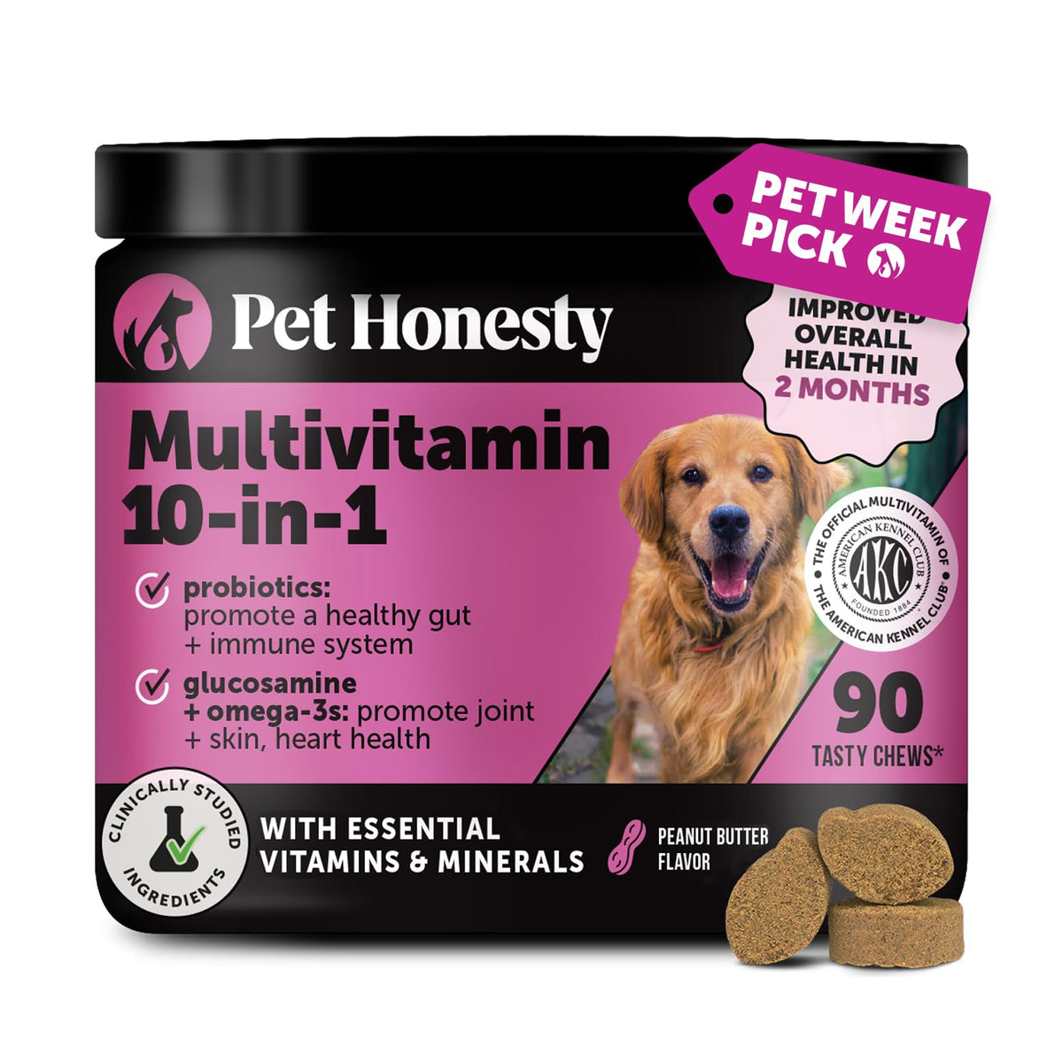 10-in-1 Dog Multivitamin Supplement with Glucosamine & Probiotics - Hip & Joint Support, Digestive Health, Immune Support, Heart & Skin - All-in-One