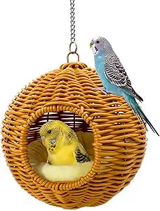 Chewproof Steel Frame Bird Nest for Cage, Washable Small Bird Bed Hammock Hideout Lay Eggs Parakeet Nest Sleep, Parakeet Warm Bed House Hut for