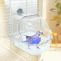 Bird Bath for Cage, Plastic Water Bowl Feeder for Pet Birds, Parrot Bathtub with Hanging Hooks for Little Bird Parrots Spacious Parakeets Portable