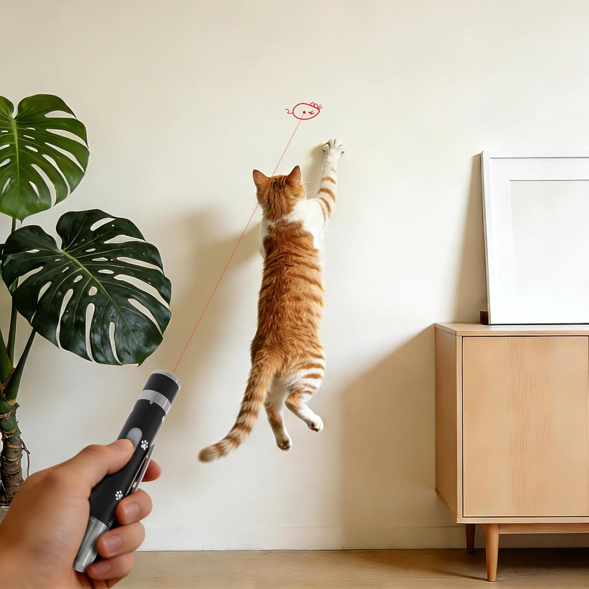 UMSIS Bird Toy, Distinctive Black Painted Metal Casing with Paw Print Design, USB Rechargeable, 7 Adjustable Patterns,Portable Interactive Chase Toy