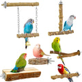 Bird Perches, 6pcs Natural Wood Birds Stand Branch, Bird Perch Chewing Stick Cage Accessories Parrot Climbing Standing Branches Paw Grinding Fork