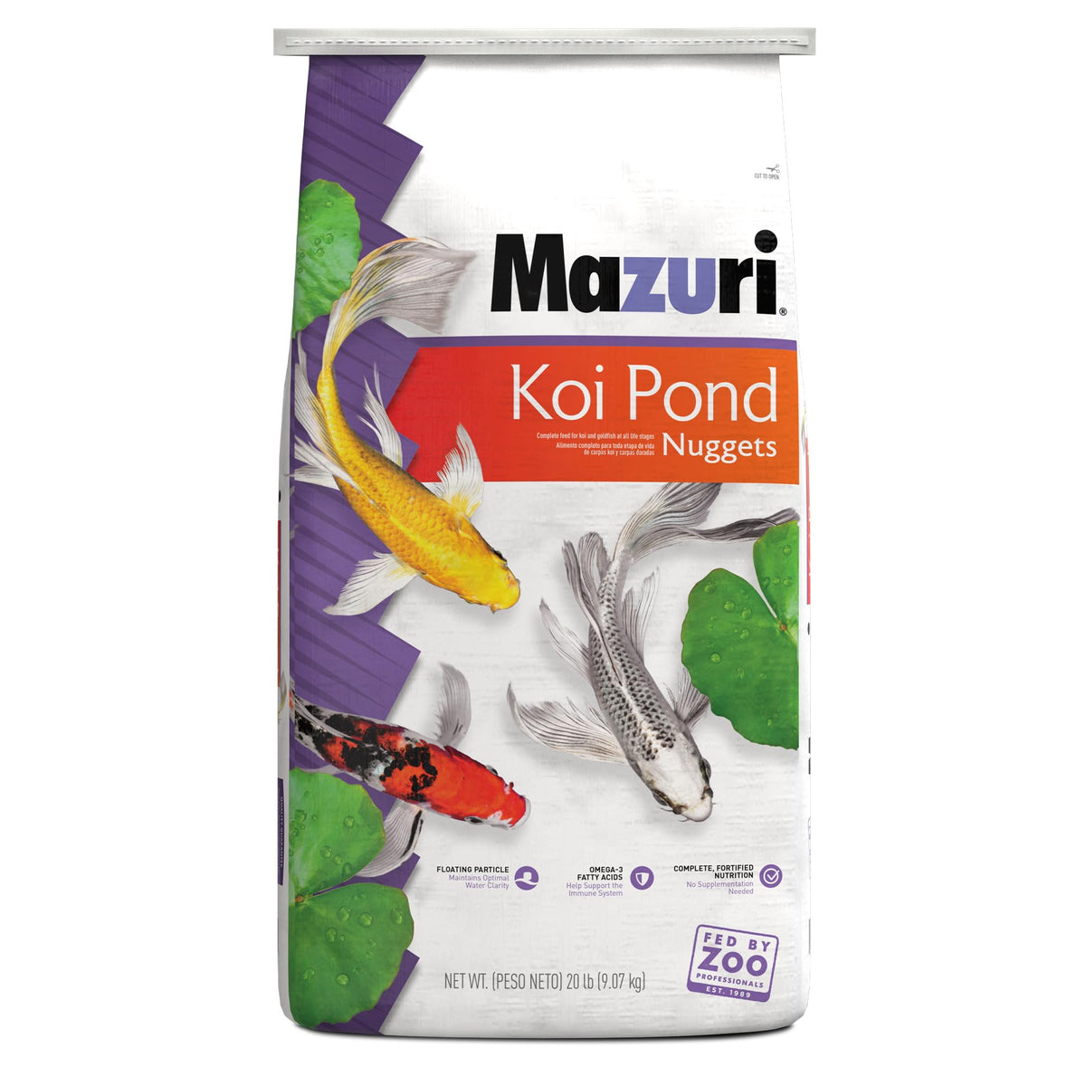 Mazuri Koi Floating Pond Nuggets, Floating Koi Fish Food for Ponds, 20 lbs