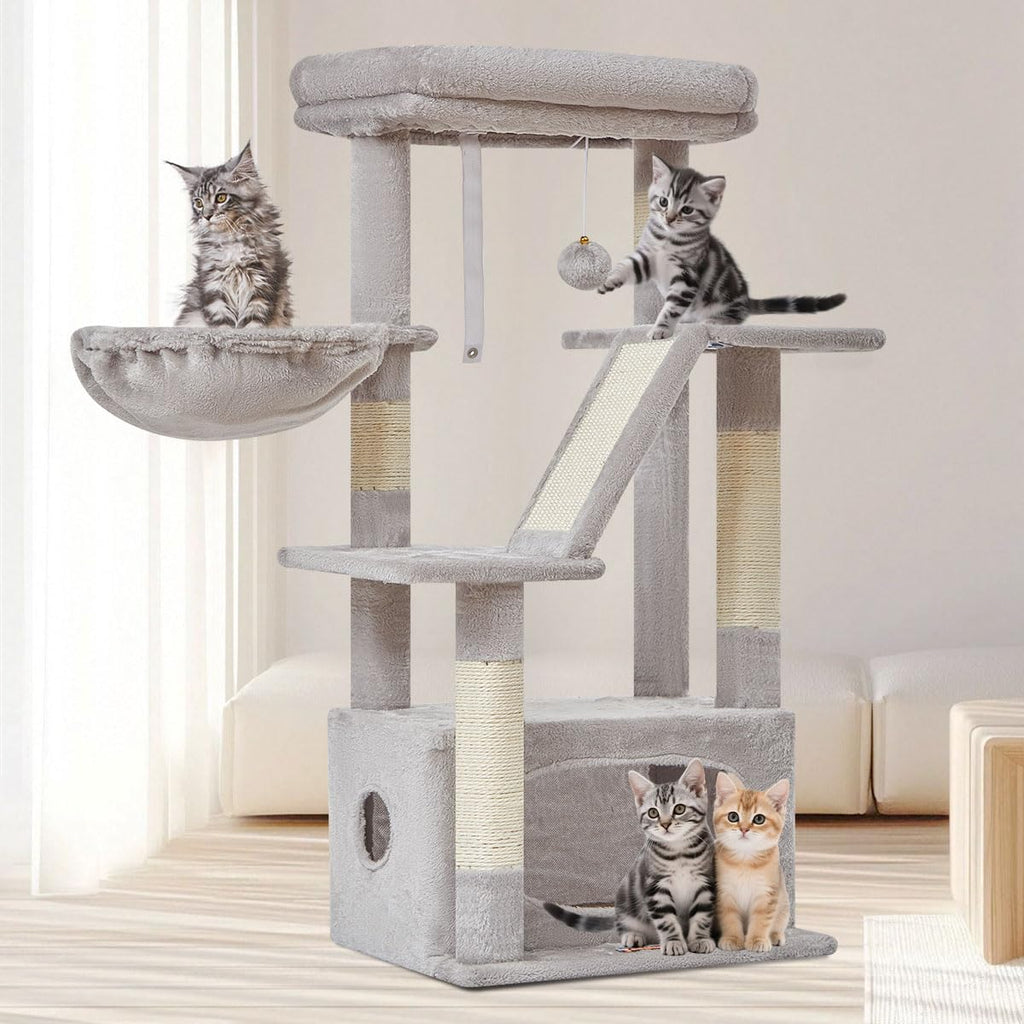 Taoqimiao Cat Tree,38.2-Inch Cat Tower for Indoor Cats,Suitable for Kittens with Luxurious cat condo with Adjustable Baskets and Luxurious Perch