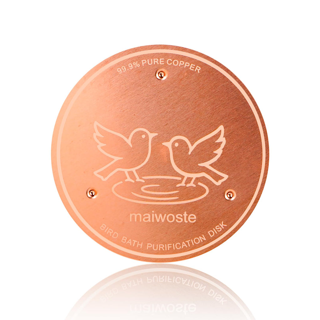 Bird Bath Copper Disk, 4 Inch 0.6mm Thick 99.9% Pure Copper Disc with Triple-Point Support, Natural Water Cleaner for All-Season Use, Universal Fit