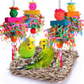 Parakeet Toys Bird Toys Conure Toys Birdcage Stands Bird Foraging Wall Seagrass Woven Hammock Swing Mat for Lovebirds,Cockatiel,Budgie and Other
