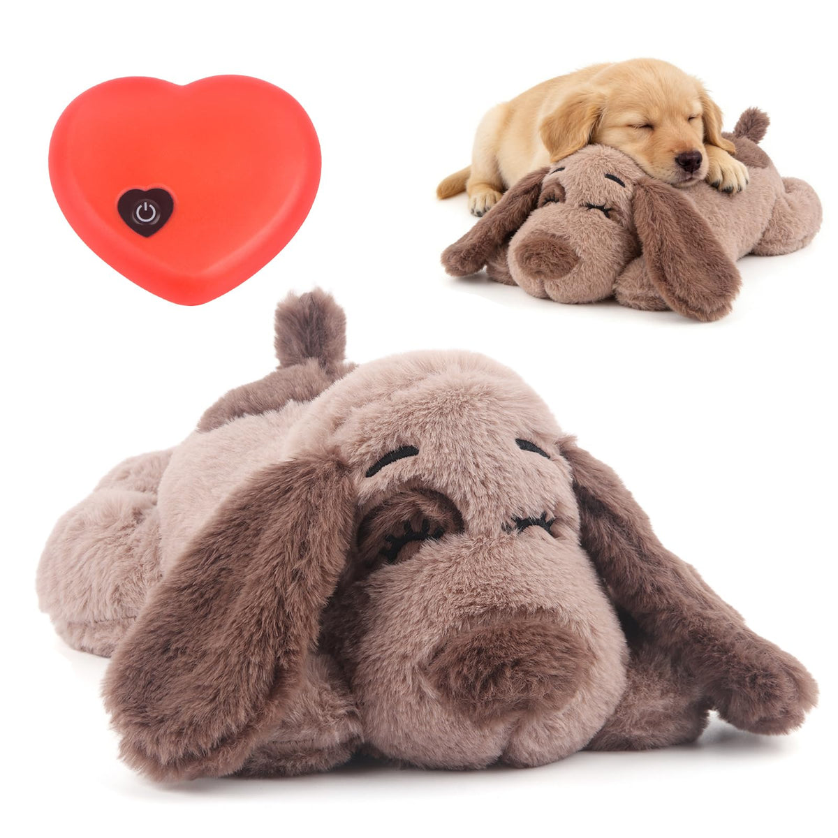 BEVERLYSHARK Beverly Shark Puppy Heartbeat Toy Dog Anxiety Relief Calming Aid Puppy Heartbeat Stuffed Animal Behavioral Training Sleep Aid Comfort
