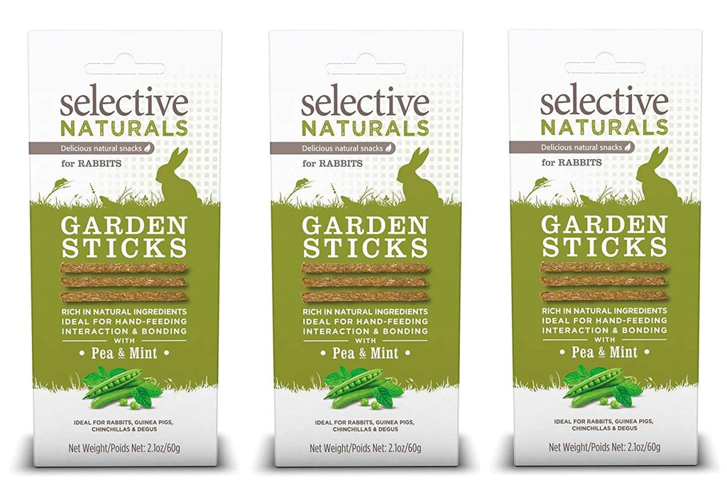 Supreme Petfoods 3 Pack of Selective Naturals Garden Sticks Rabbit Treats, 2.1 Ounces each, with Pea and Mint