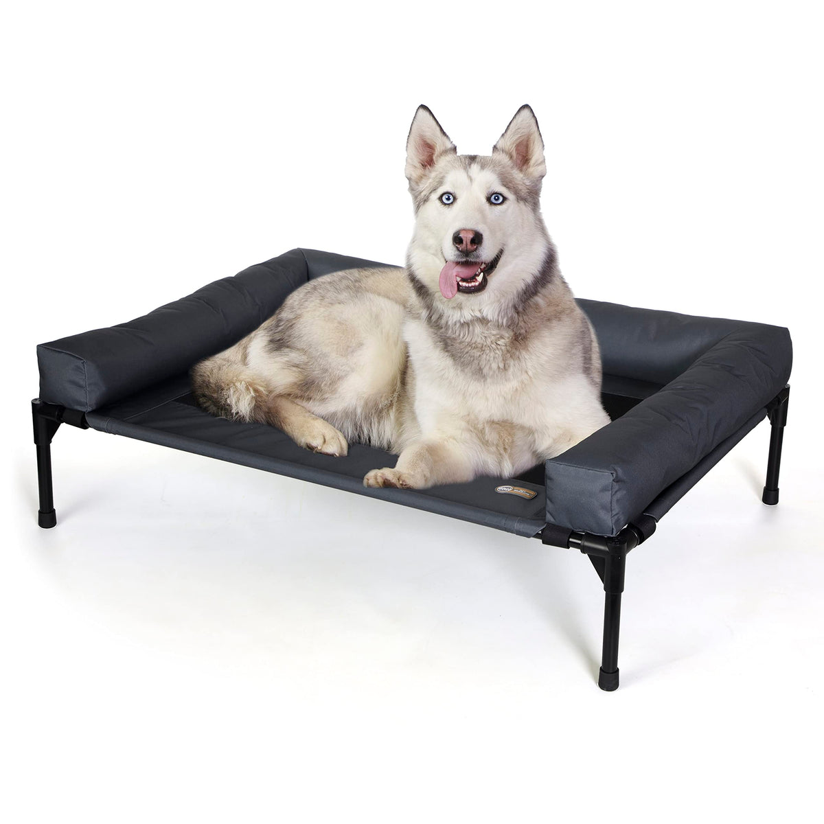 K&H Pet Products Bolster Dog Cot Cooling Indoor/Outdoor Elevated Dog Bed Hammock with Removable Bolster, Washable Mesh Cover, Raised Camping Bed for