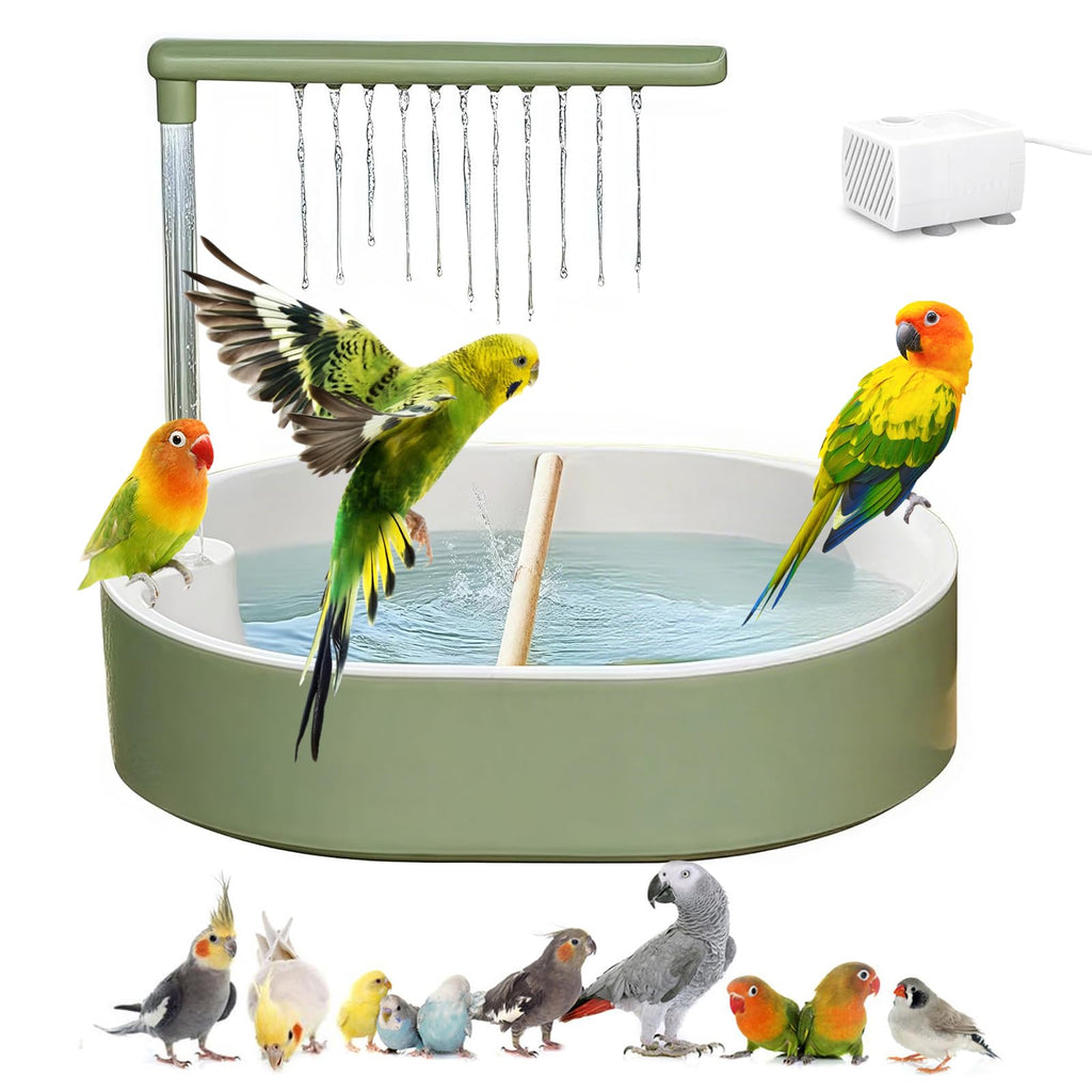Parrot Bathtub Bird Automatic Bath Shower,Large Bird Shower Fountain Indoor Bathtub with Running Water, Contains USB and Pump,for Pet Birds, African