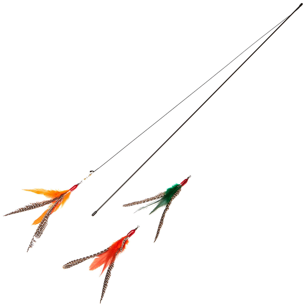 GoCat Da Bird Rod and Feather Cat Toy, Handmade in The USA (3 Birds)