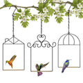 3PK Metal Frame Hummingbird Swings and Perches with Wooden Dowel Black Bird Swing Outdoor Bird Perch Humming Bird Swing